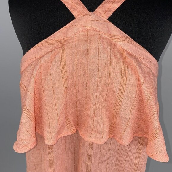 Maurices M Metallic Striped Ruffle Tiered Accent Tank Top Boho Summer Festival - Picture 3 of 13